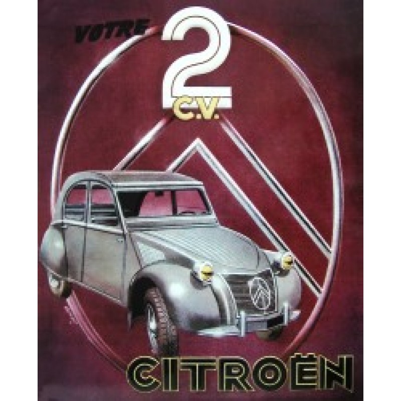 Carte postale métallique 2CV  (150x100mm)